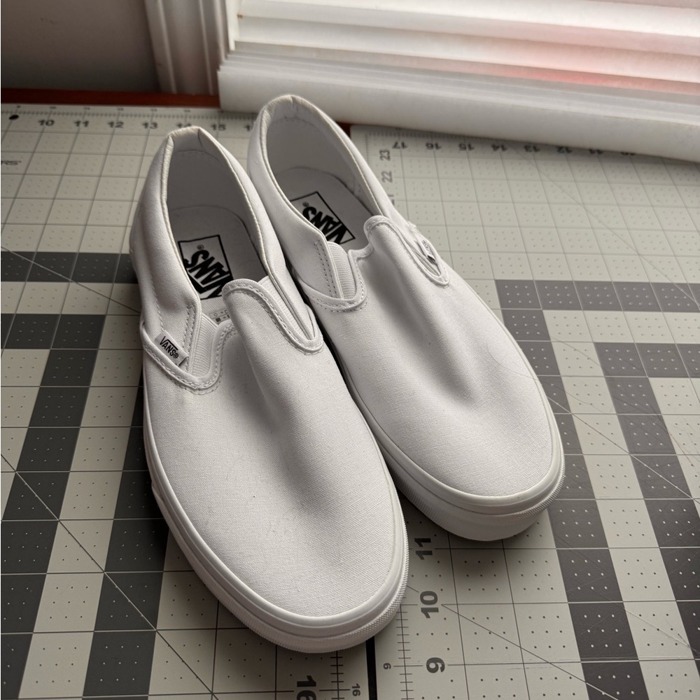 Vans Classic White Canvas Slip-Ons